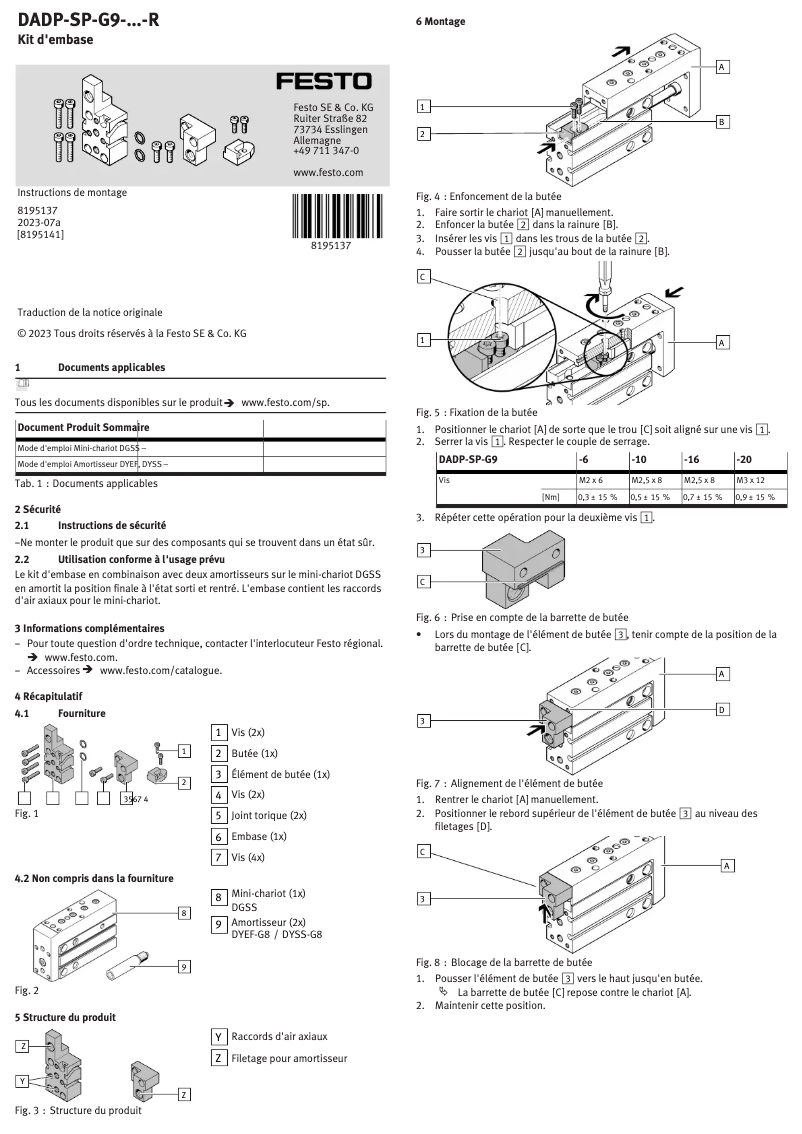 Page n°1 - Manuel utilisateur Festo DADP-SP-G9-16-R