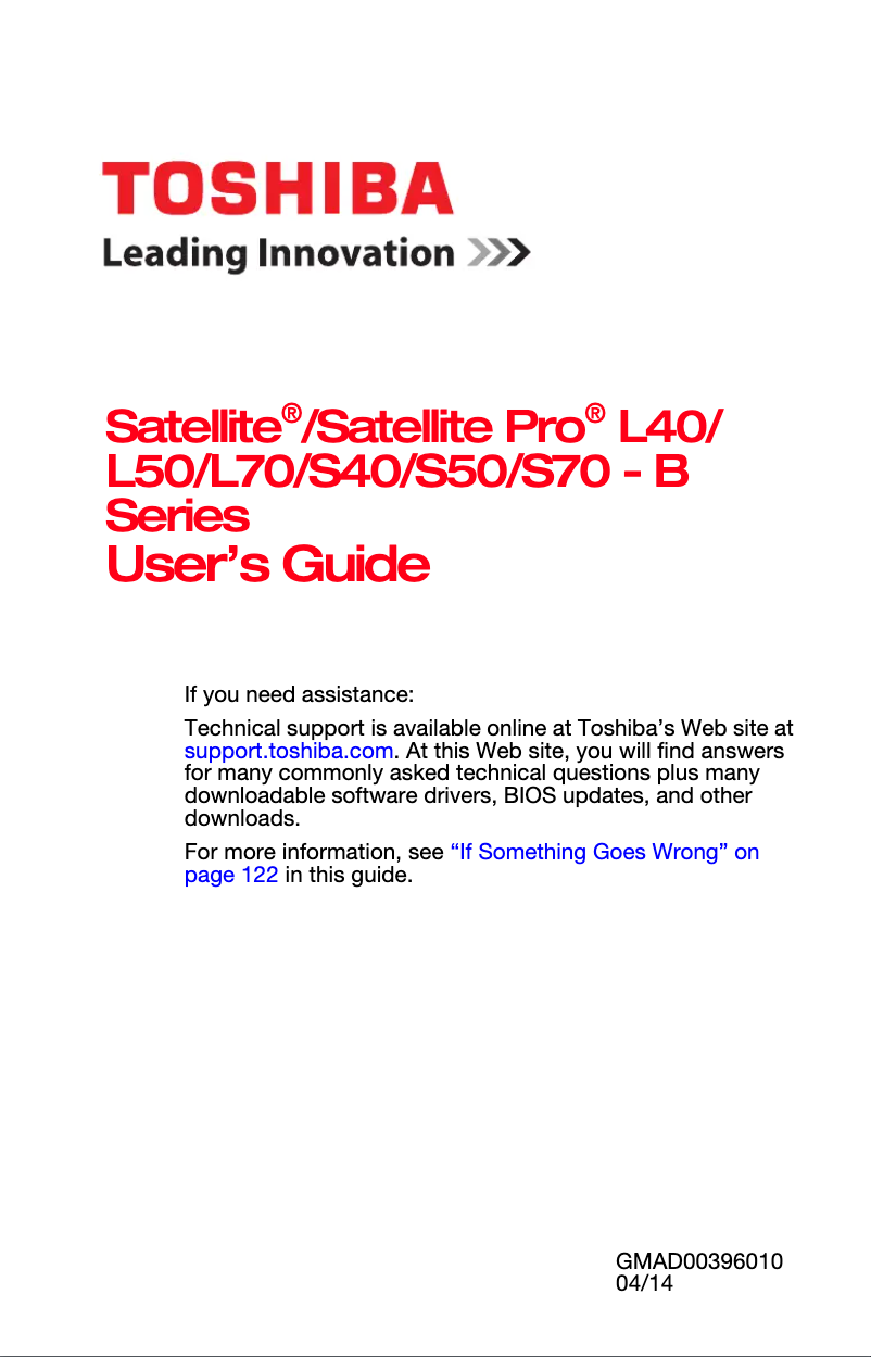 Image de la première page du manuel de l'appareil Satellite Pro L40