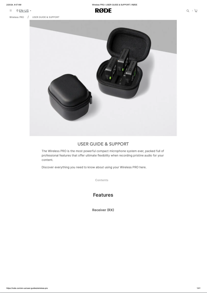 Page n°1 - Manuel utilisateur Røde Wireless PRO