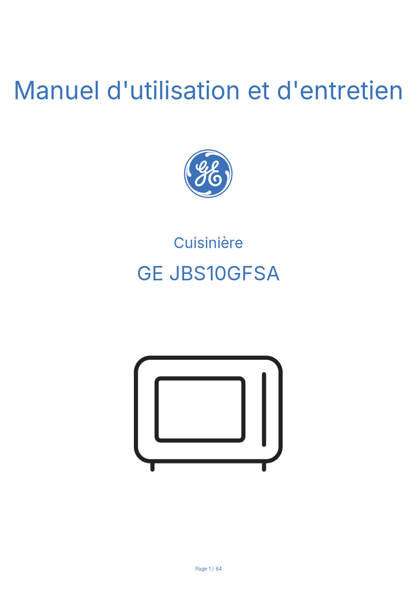 Image de la première page du manuel de l'appareil JBS10GFSA