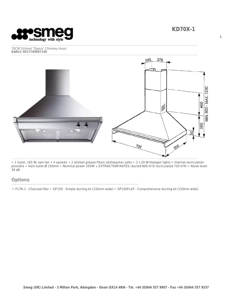 Page 1 de la notice Manuel utilisateur Smeg KD70X-1