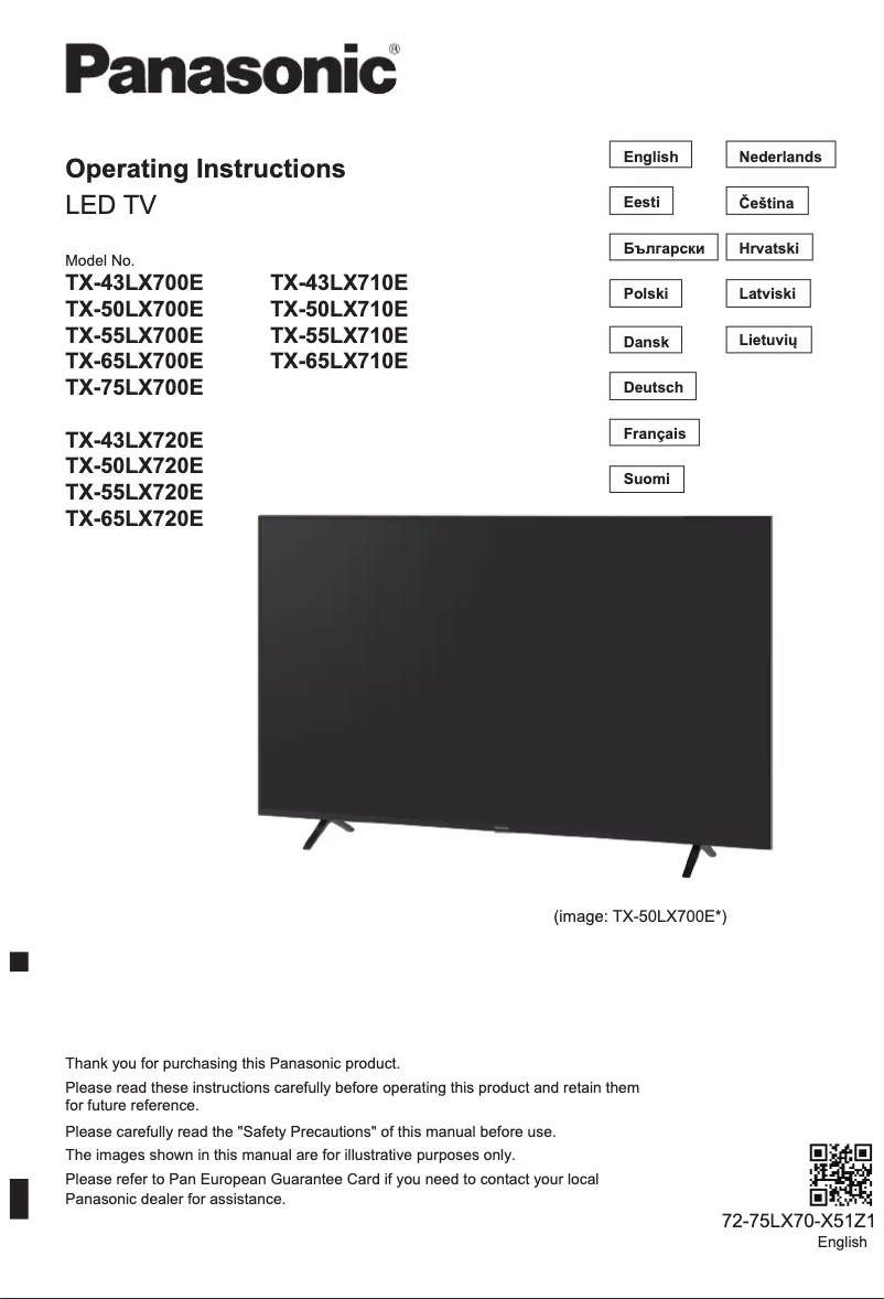 Page 1 de la notice Manuel utilisateur Panasonic TX-43LX710E