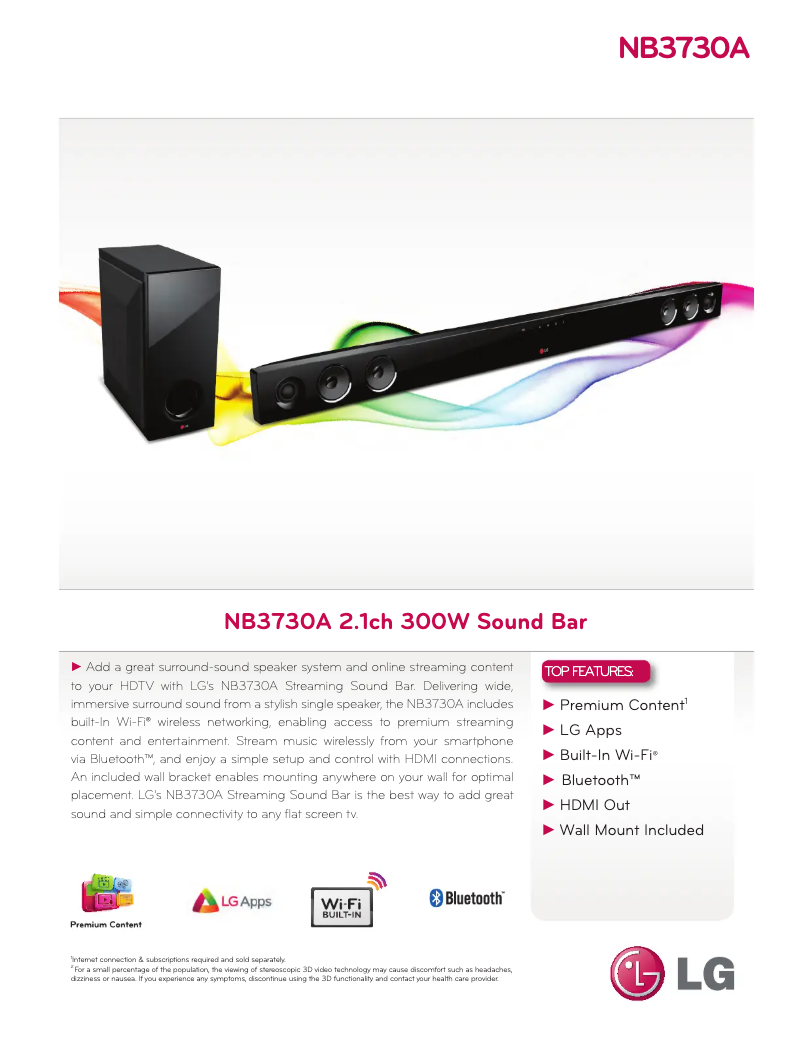 Page n°1 - Fiche technique LG NB3730A
