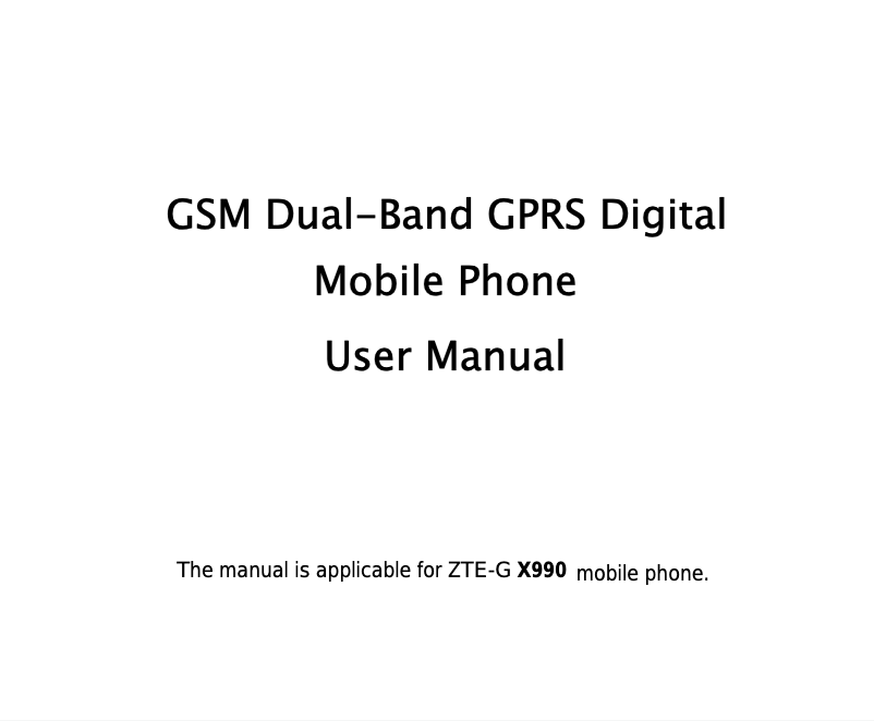 Page 1 de la notice Manuel utilisateur ZTE X990