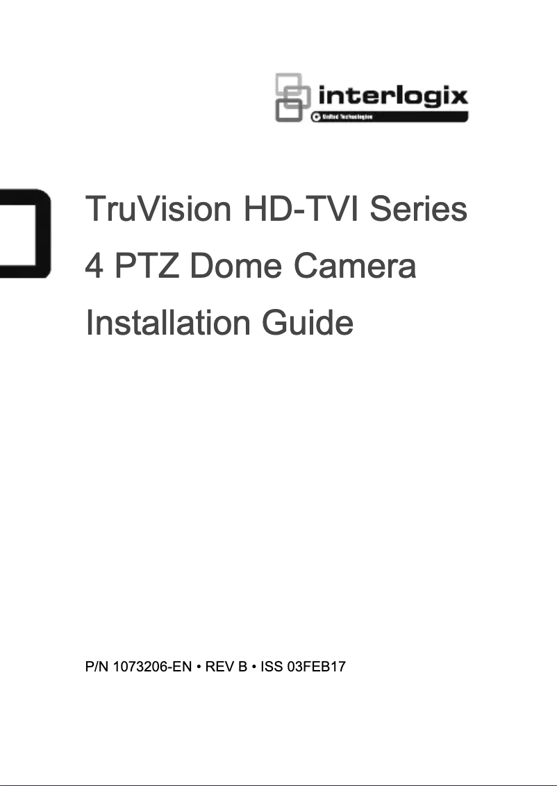 Page n°1 - Manuel utilisateur Interlogix TruVision TVP-4403