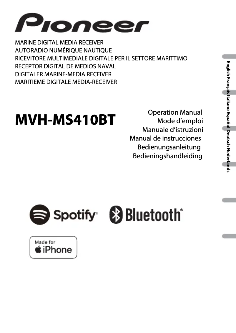 Page n°1 - Manuel utilisateur Pioneer MVH-MS410BT