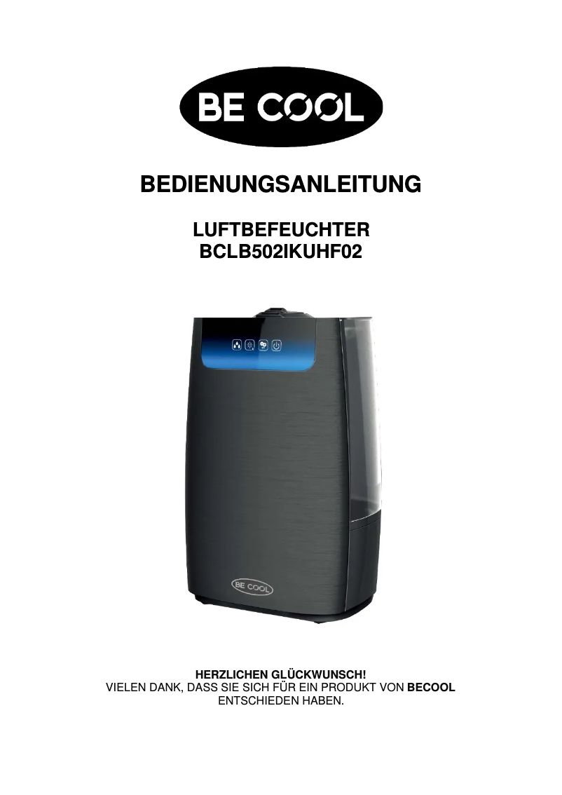 Page 1 de la notice Manuel utilisateur Be Cool BCLB502IKUHF02