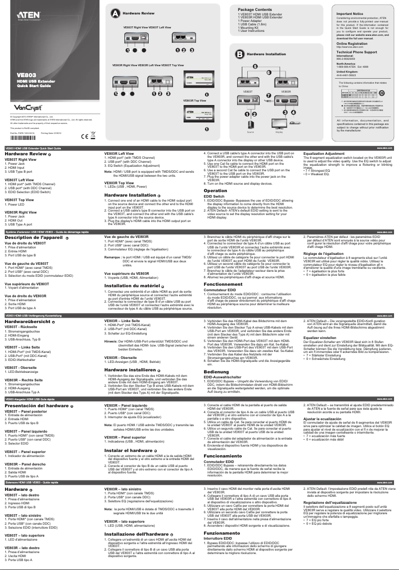 Page n°1 - Manuel utilisateur ATen VE803