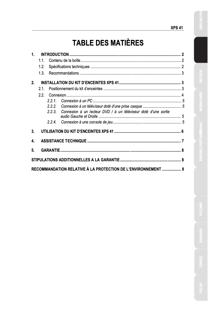 Page n°1 - Manuel utilisateur Hercules XPS 41