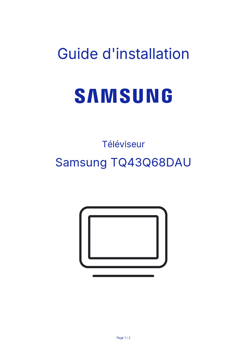 Page n°1 - Guide d'installation Samsung TQ43Q68DAU