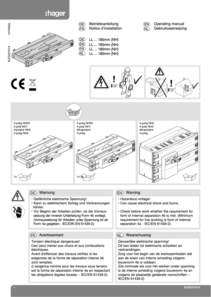 Page 1 de la notice Instructions / montage Hager LLK840