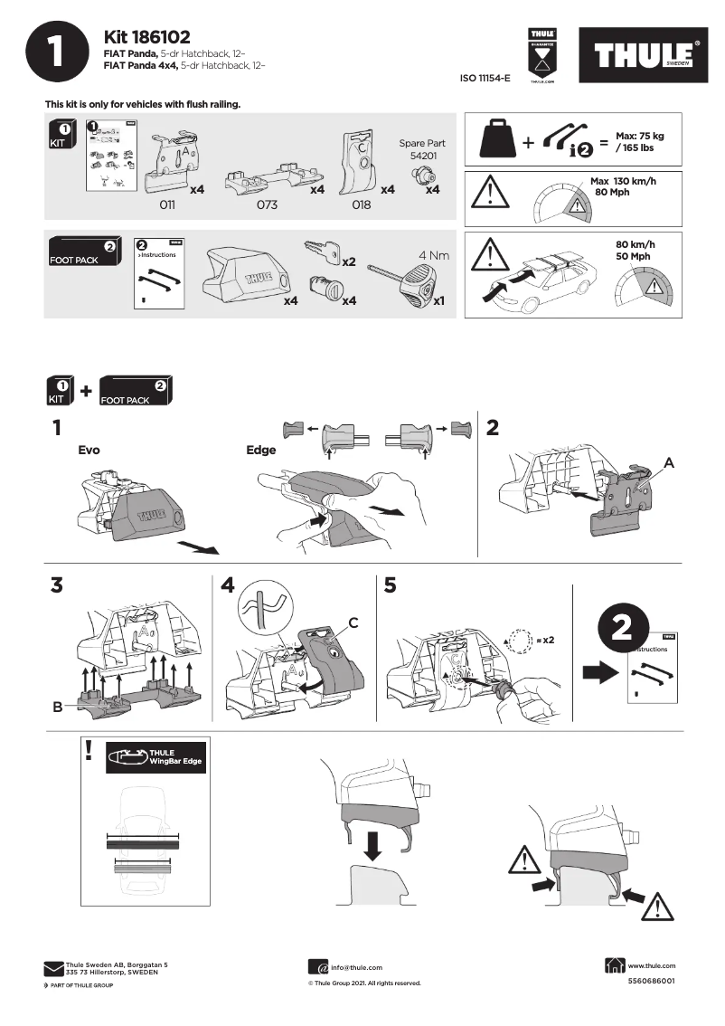 Page 1 de la notice Manuel utilisateur Thule Kit 186102