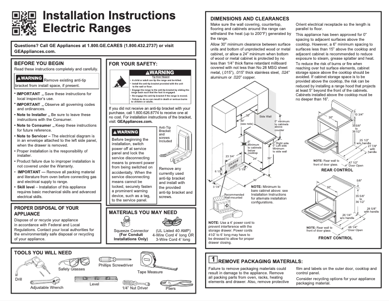 Page n°1 - Guide d'installation GE GRS600AVDS