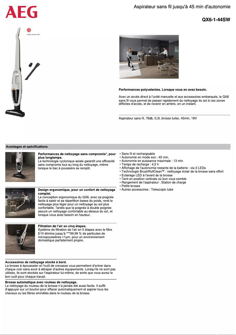 Page n°1 - Fiche technique AEG QX6-1-44SW