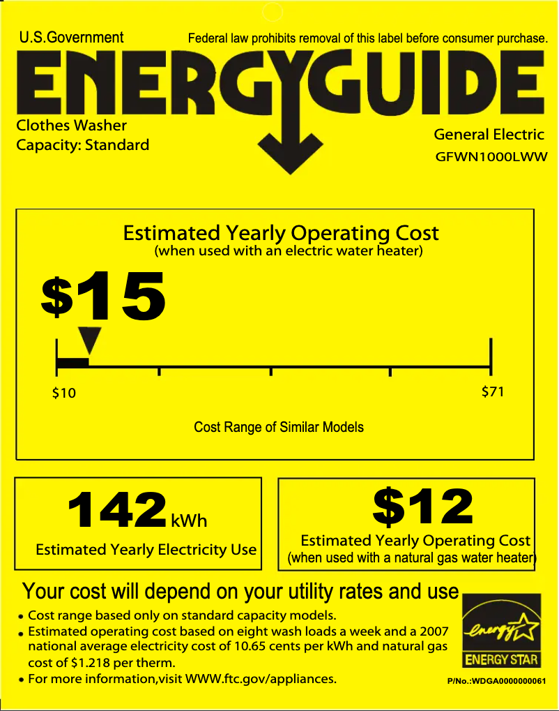 Page n°1 - Label énergétique GE GFWN1000LWW