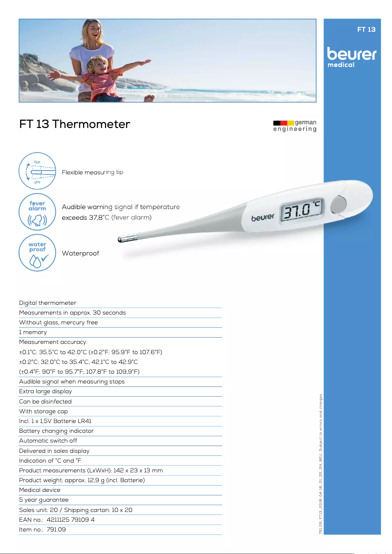 Page n°1 - Fiche technique Beurer FT 13
