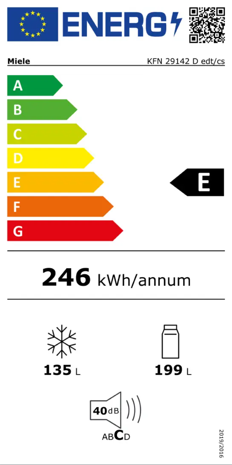 Page n°1 - Label énergétique Miele KFN 29142 D