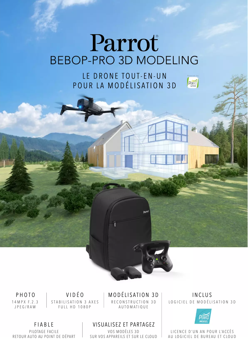 Page 1 de la notice Fiche technique Parrot Bebop