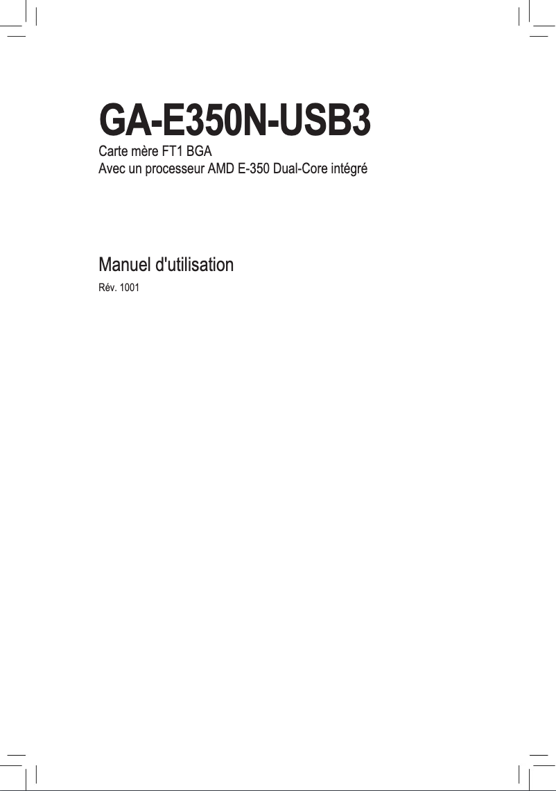 Page n°1 - Manuel utilisateur Gigabyte GA-E350N-USB3