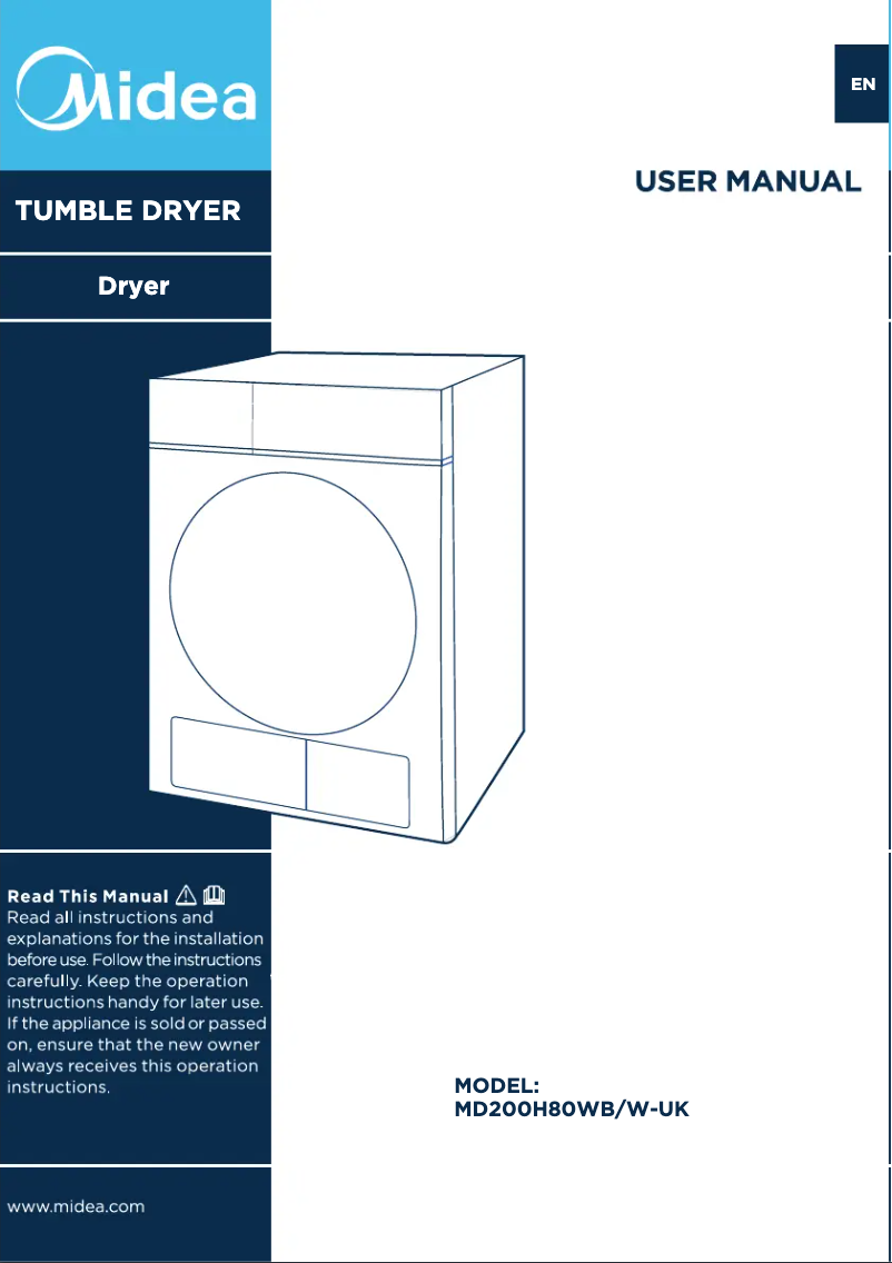 Page n°1 - Manuel utilisateur Midea MD200H80WB/W-UK