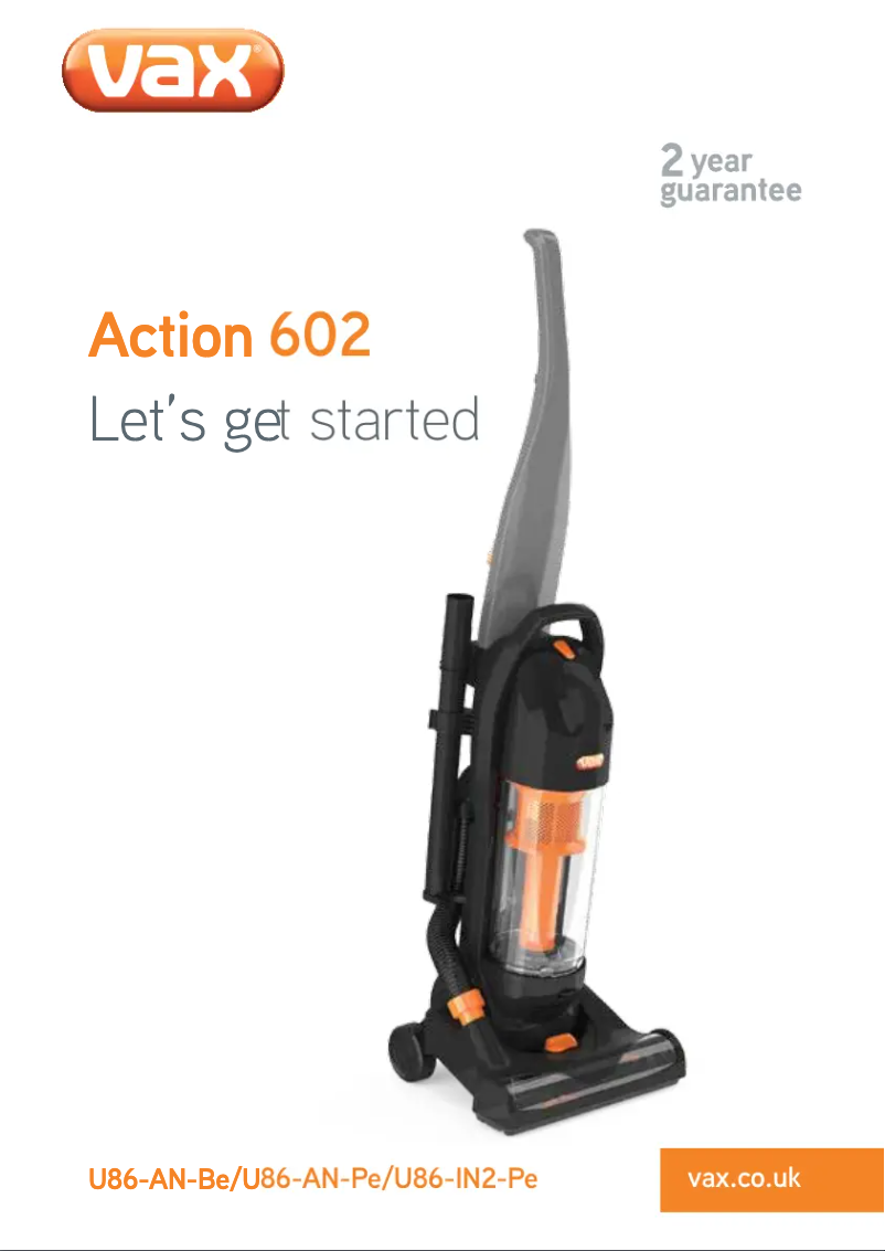 Page 1 de la notice Manuel utilisateur Vax Action 602 U86-AN-Pe