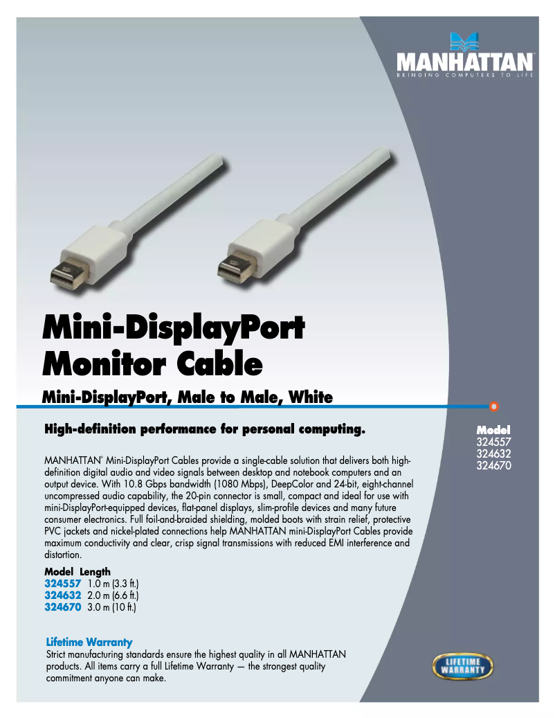 Page 1 de la notice Manuel utilisateur Manhattan 324557