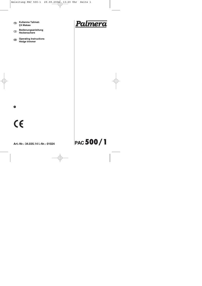 Image de la première page du manuel de l'appareil PAC 500