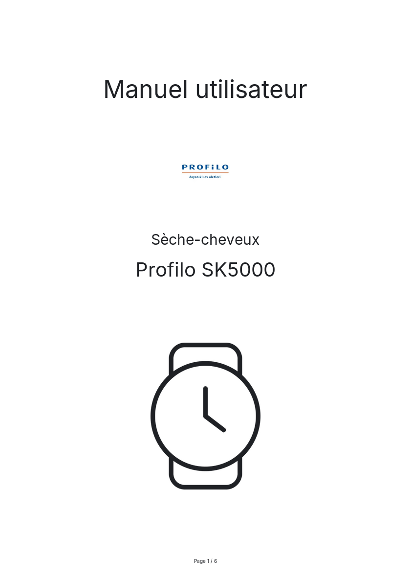 Page n°1 - Manuel utilisateur Profilo SK5000