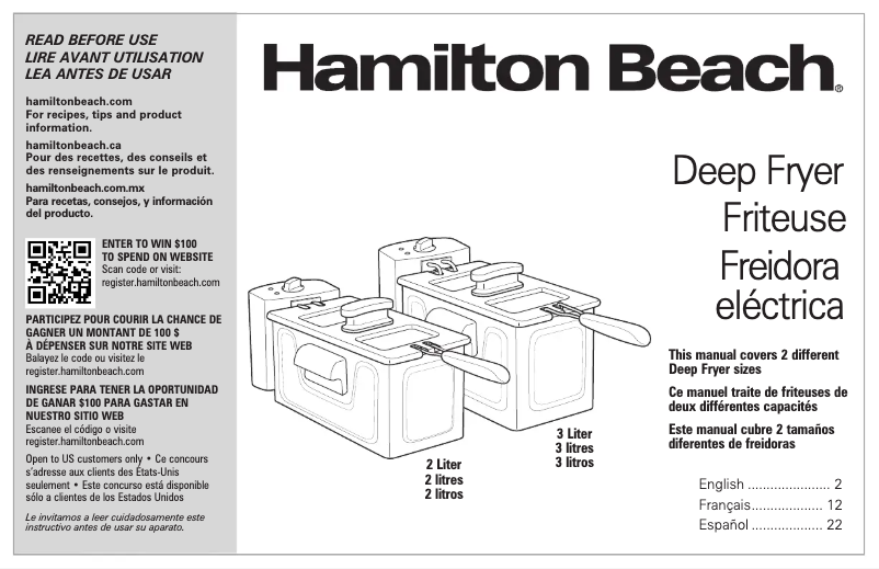 Page 1 de la notice Manuel utilisateur Hamilton Beach 35335
