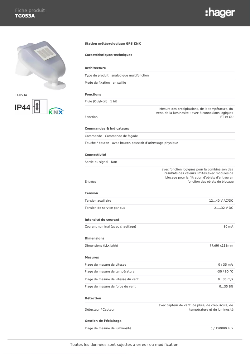 Image de la première page du manuel de l'appareil TG053A