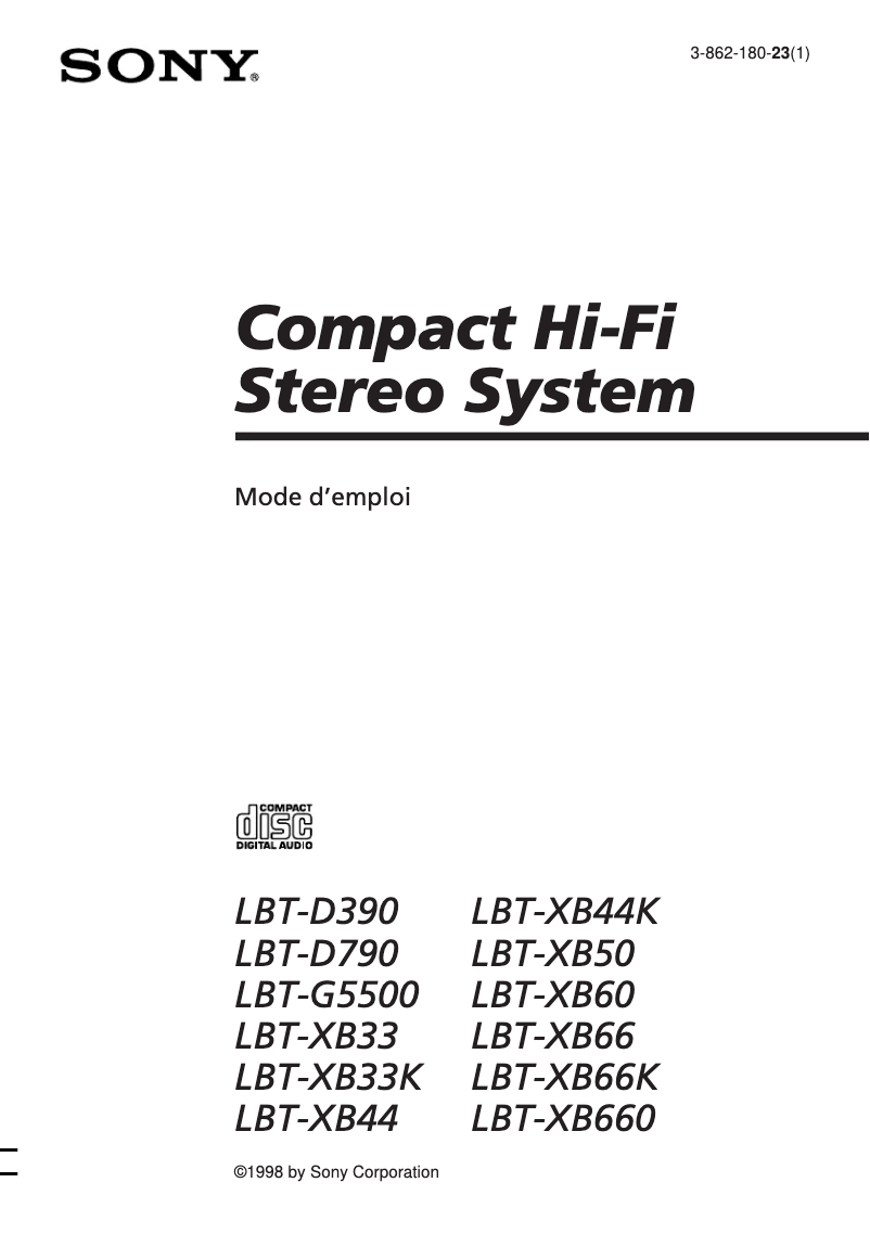 Page 1 de la notice Manuel utilisateur Sony LBT-XB44K