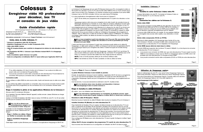 Image de la première page du manuel de l'appareil Colossus 2