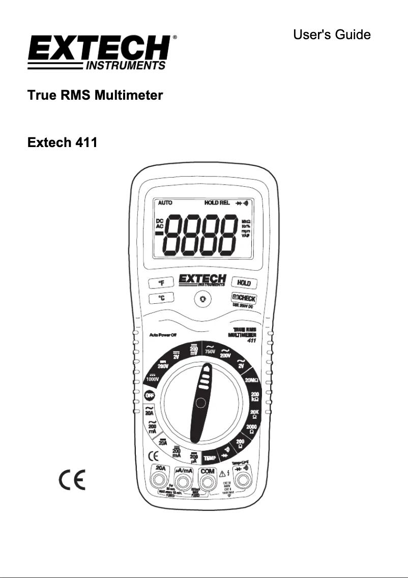 Page 1 de la notice Manuel utilisateur Extech EX411