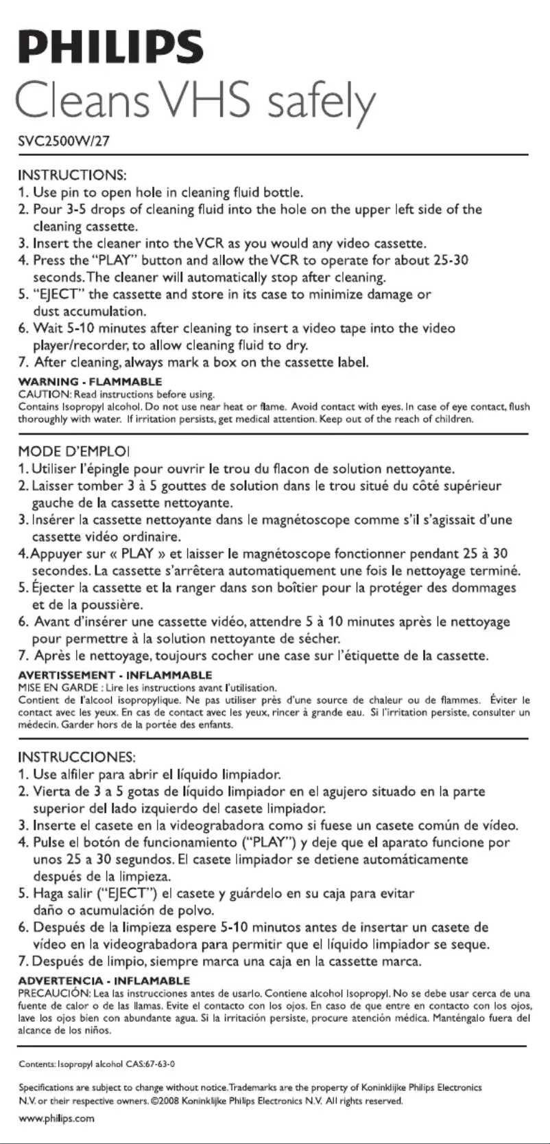 First page image of the manual for SVC2500W