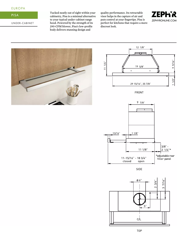 Page n°1 - Fiche technique Zephyr ZPIE36AG290