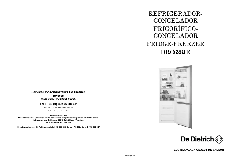 Page n°1 - Manuel utilisateur De Dietrich DRC628JE