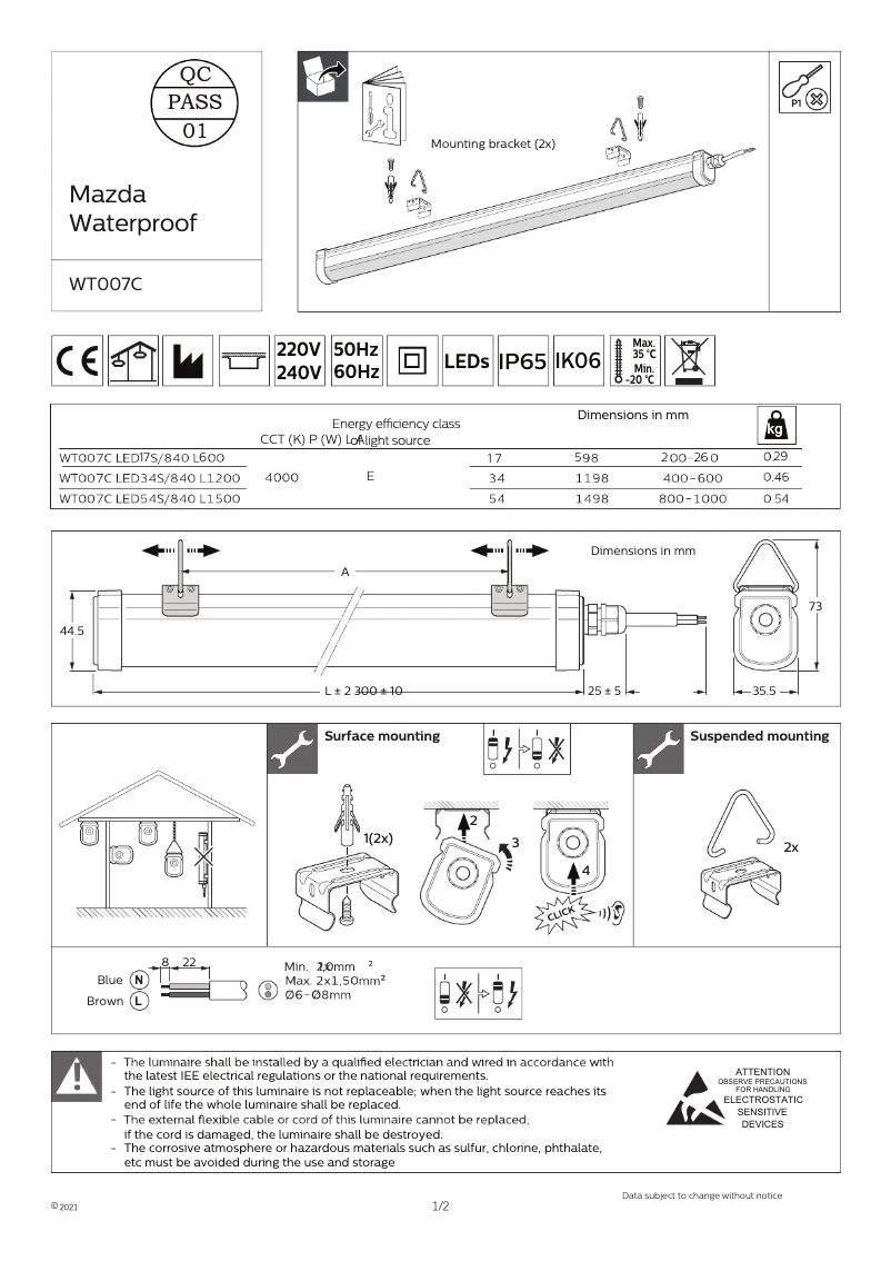 Page 1 de la notice Manuel utilisateur Mazda WT007C