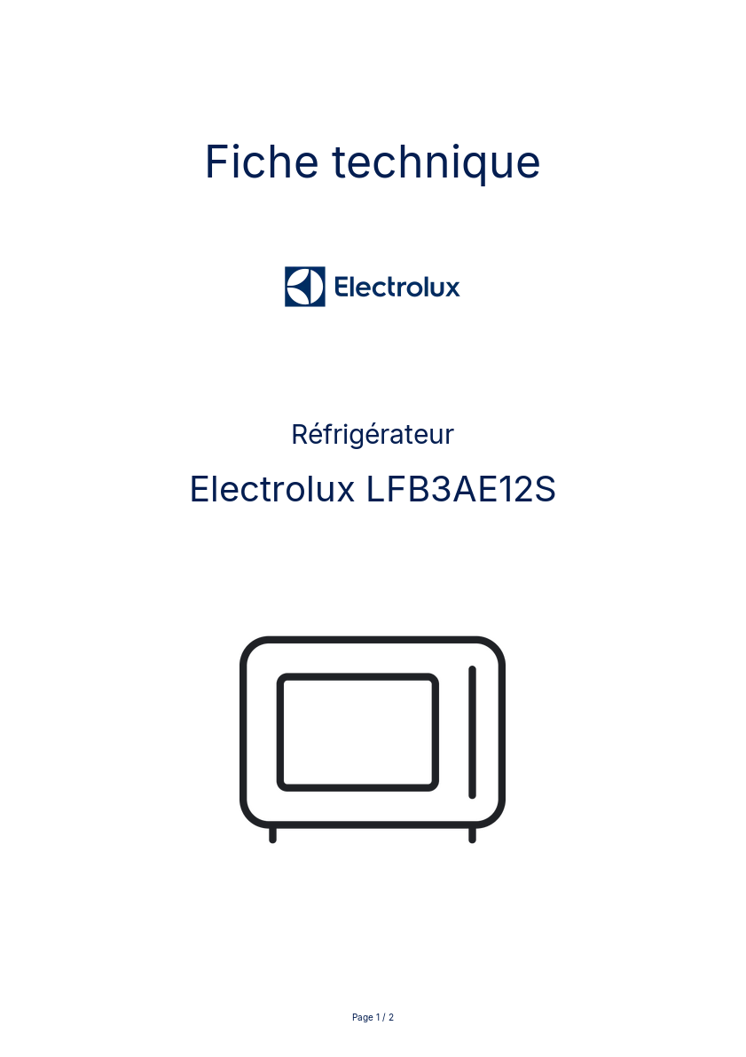 Page n°1 - Fiche technique Electrolux LFB3AE12S