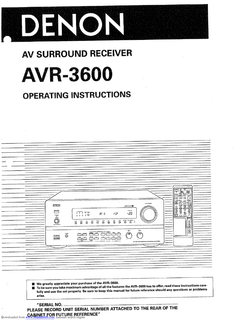 Image de la première page du manuel de l'appareil AVR-3600