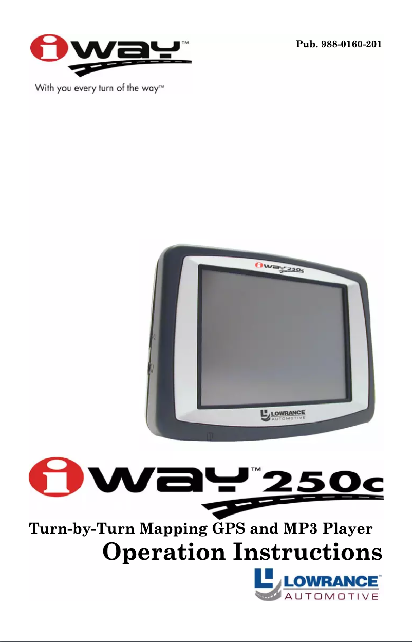 Página 1 del manual Manual de usuario Lowrance iWAY 250C