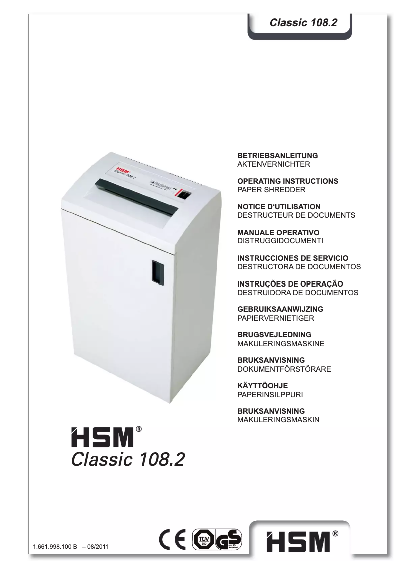 Image de la première page du manuel de l'appareil Classic 108.2