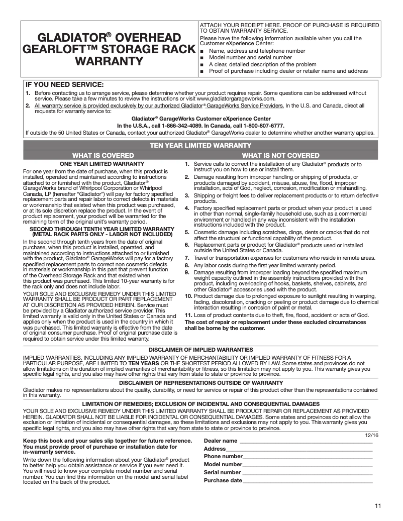 Page n°1 - Mode d'emploi Gladiator GALS48M4JG