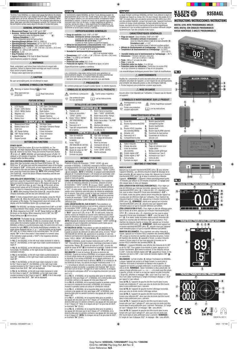 Image de la première page du manuel de l'appareil 935DAGL