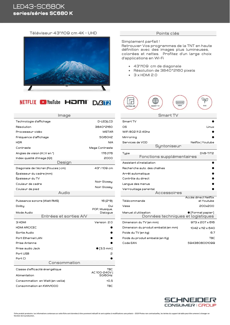 Image de la première page du manuel de l'appareil LED43-SC680K