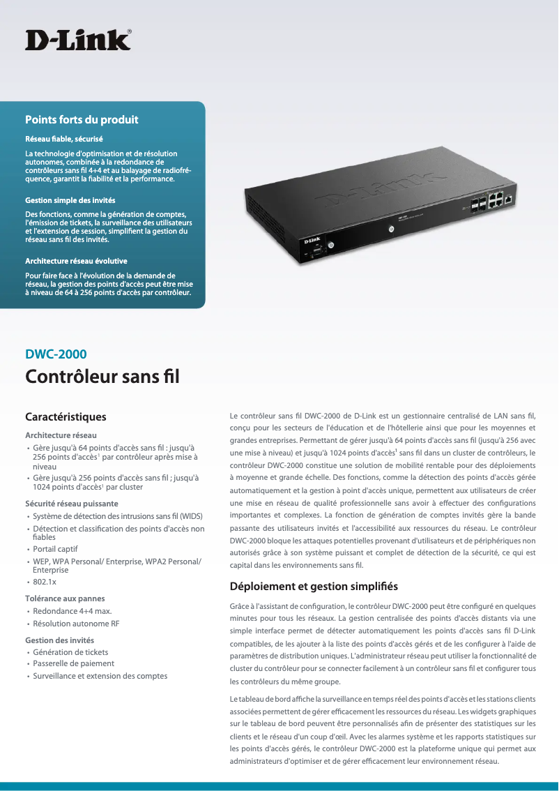 Page n°1 - Fiche technique D-Link DWC-2000