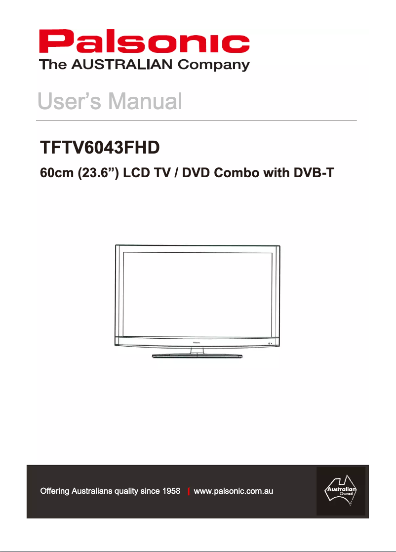 Page 1 de la notice Manuel utilisateur Palsonic TFTV6043FHD