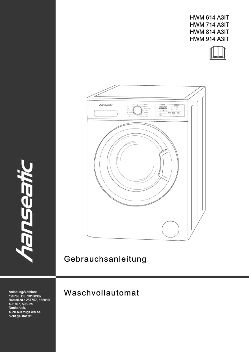 Image de la première page du manuel de l'appareil HWM 814 A3 IT