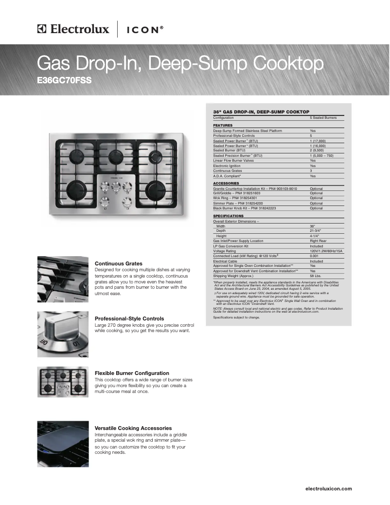 Image de la première page du manuel de l'appareil E36GC70FSS