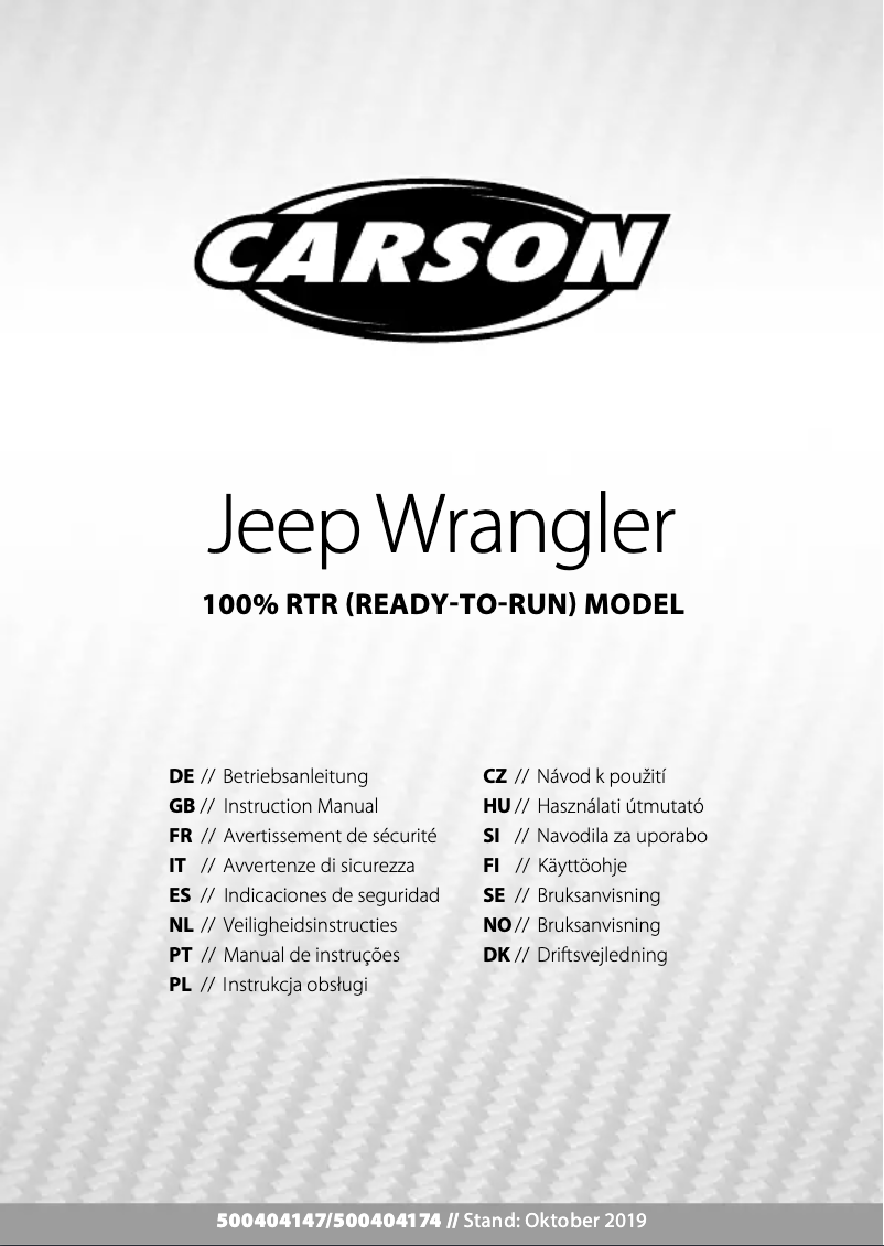 Page n°1 - Manuel utilisateur Carson Jeep Wrangler