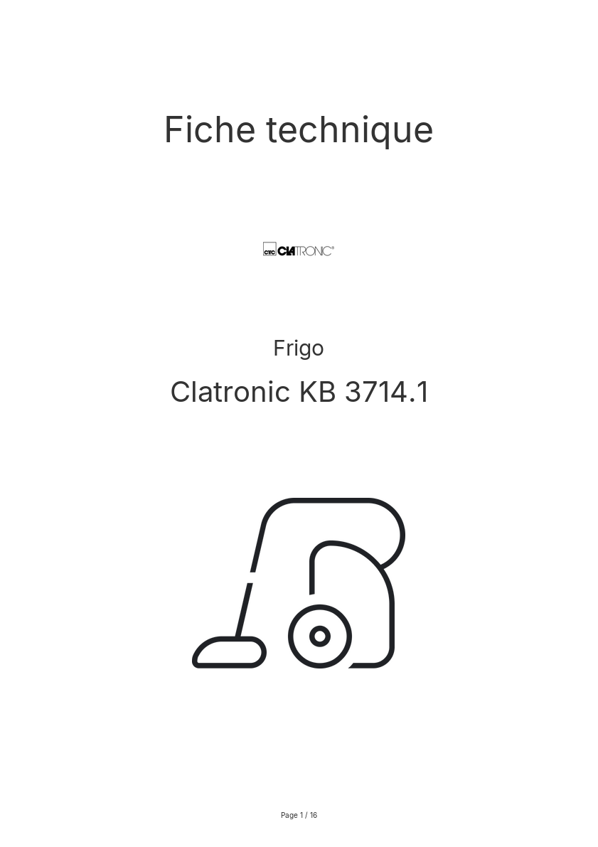 Page n°1 - Fiche technique Clatronic KB 3714.1